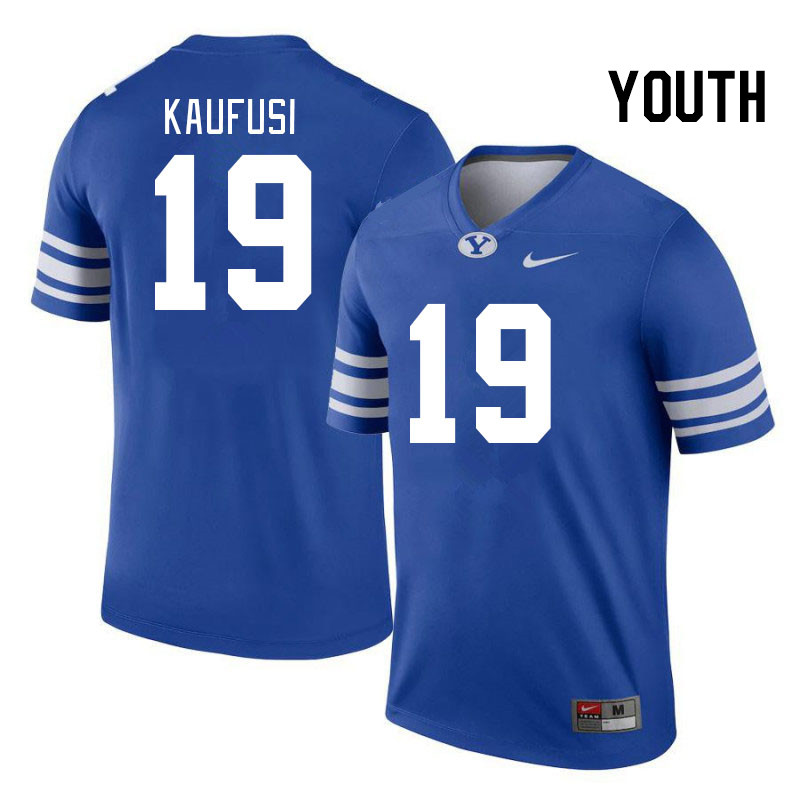 Youth #19 Ace Kaufusi BYU Cougars College Football Jerseys Stitched-Royal
